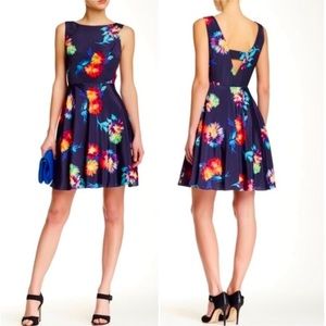Betsey Johnson Midnight Florals Fit & Flare Sleeveless Mini Dress Women’s 2